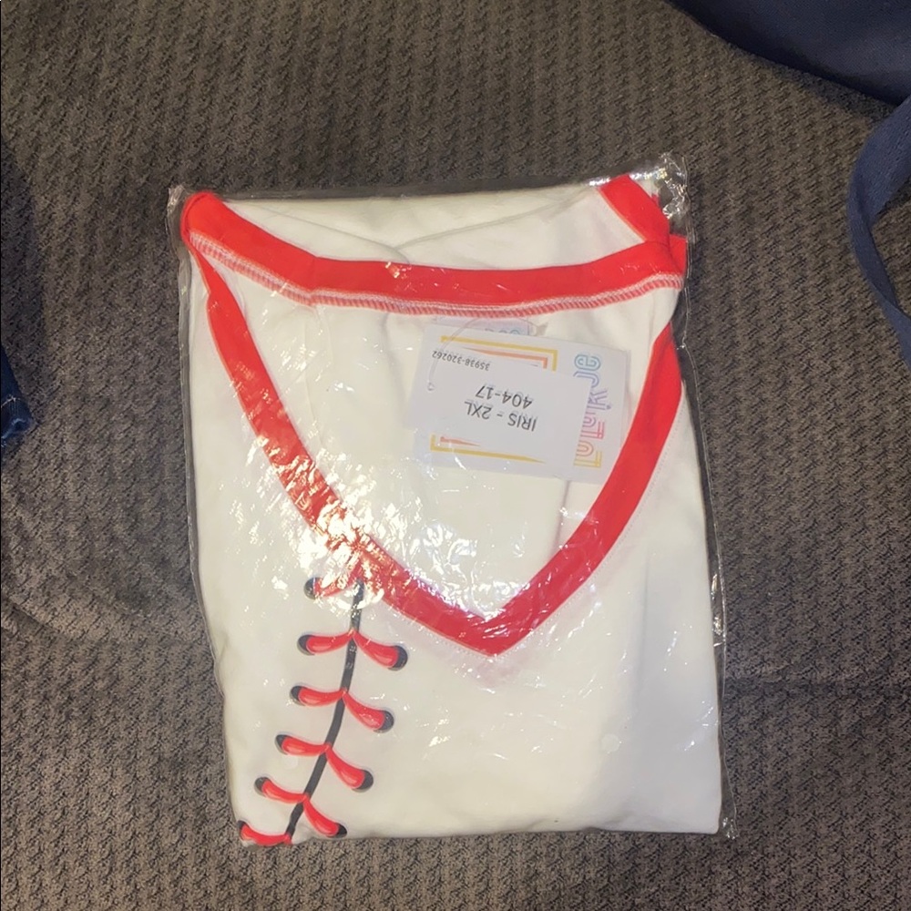 Red and White Baseball Themed Shirt